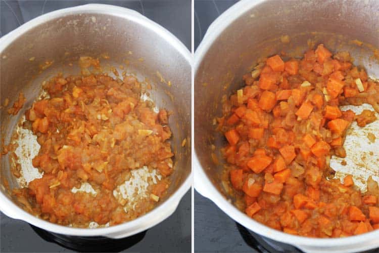 guiso-de-carne-con-patatas-rehogar_verduras_guiso_carne_patatas-Incorporar el tomate y la zanahoria y rehogar
